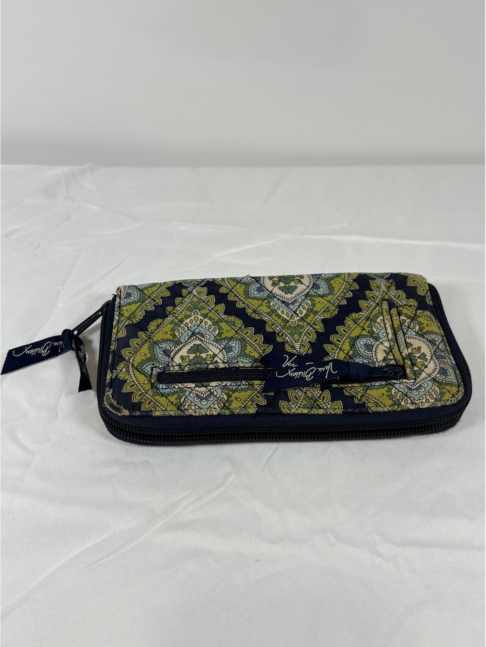 Vera Bradley Quilted Fabric Zip-Around Wallet in Green Paisley Pattern